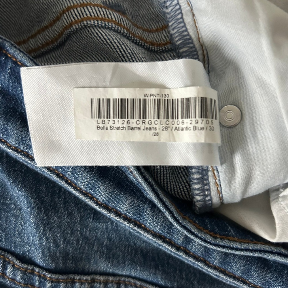 Quince Bella Stretch Barrel Jeans Atlantic Blue High Rise Wide Leg Size 30 - Picture 8 of 8